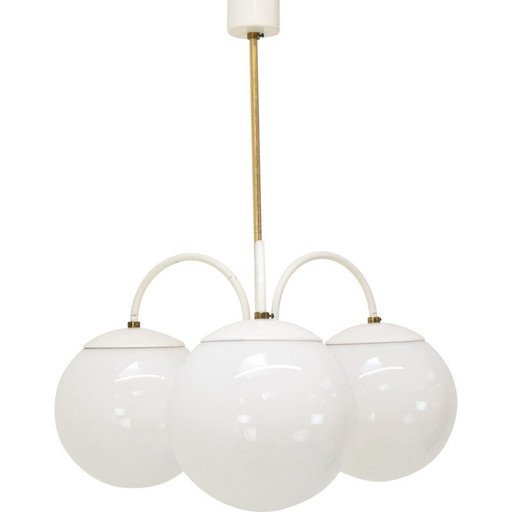 Lustre en métal et laiton du milieu du siècle, Tchécoslovaquie années 1960