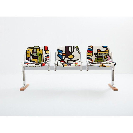 Image 1 of Banc vintage en métal et tissu par Giancarlo Piretti pour Anonima Castelli, Italie 1970