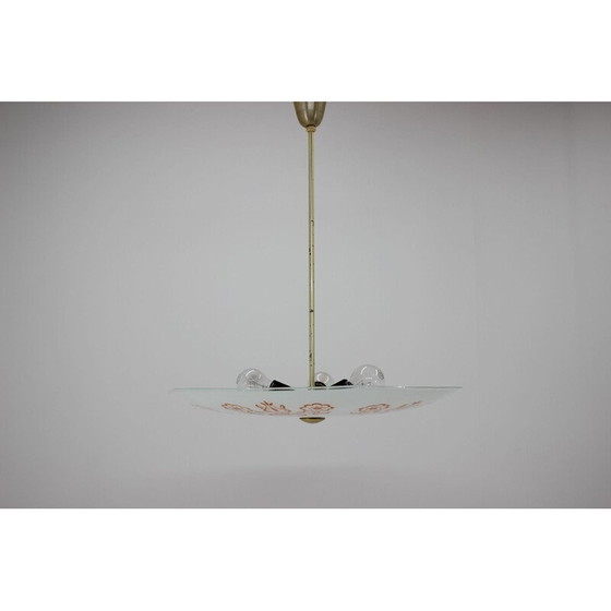 Image 1 of Lampe suspendue vintage en métal et verre coloré, Tchécoslovaquie 1960