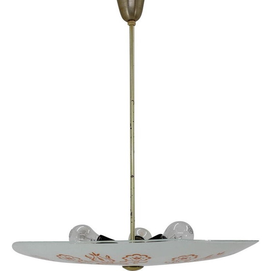 Image 1 of Lampe suspendue vintage en métal et verre coloré, Tchécoslovaquie 1960