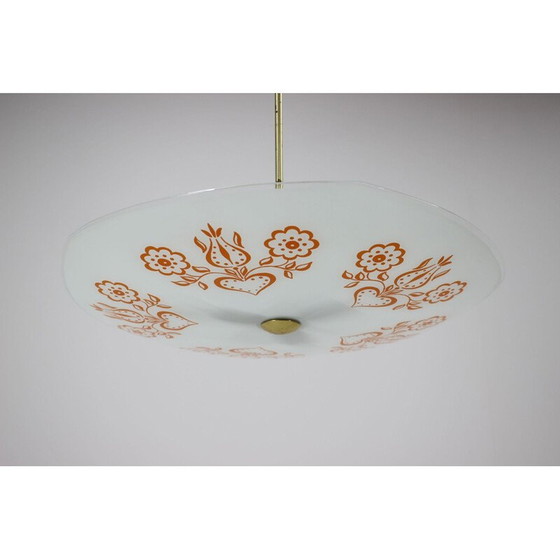 Image 1 of Lampe suspendue vintage en métal et verre coloré, Tchécoslovaquie 1960