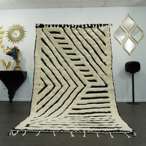 Tapis berbère - 250 Cm X 149 Cm - Laine blanche et noire