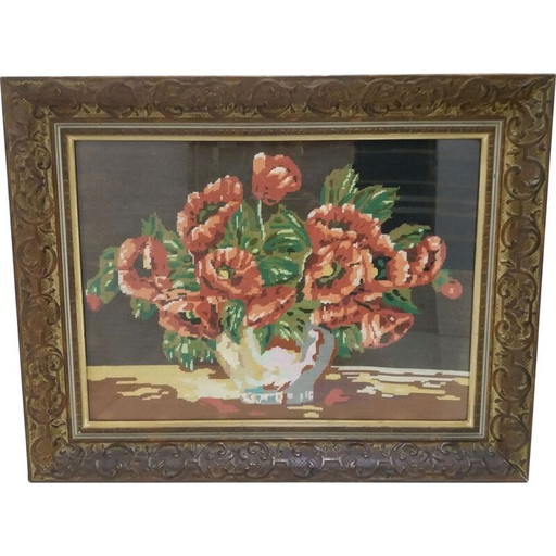 Tapisserie d'encadrement vintage, Tchécoslovaquie 1950