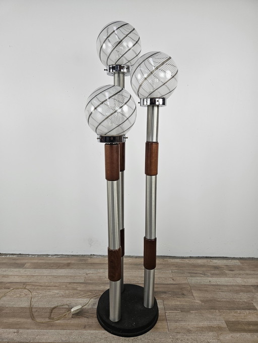 Lampadaire en verre de Murano à trois points lumineux Mid Century 70S