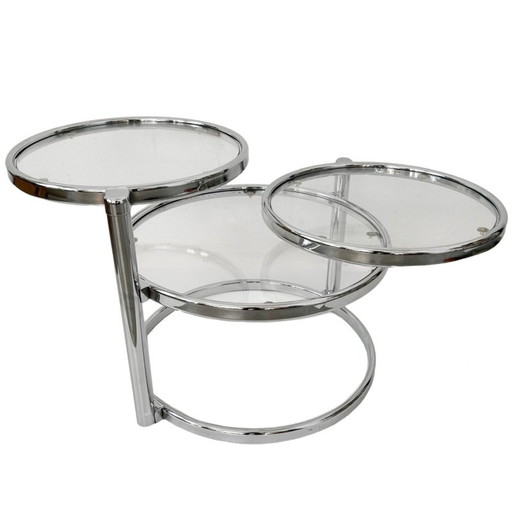 Table basse pivotante chromée de l'ère spatiale