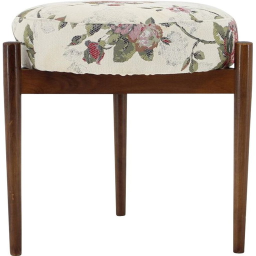 Tabouret vintage en bois de chêne, Tchécoslovaquie années 1960