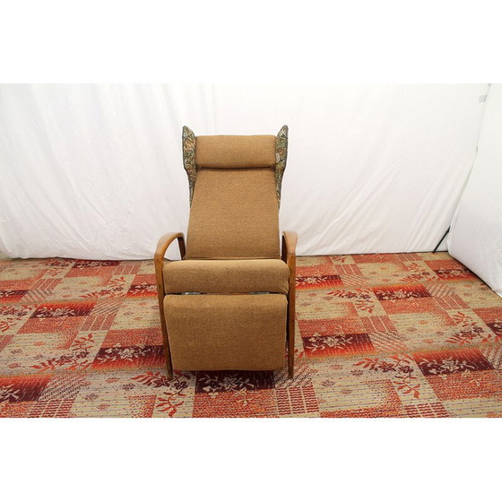 Image 1 of Fauteuil vintage en tissu avec accoudoirs en teck, Allemagne 1970