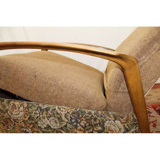 Image 1 of Fauteuil vintage en tissu avec accoudoirs en teck, Allemagne 1970