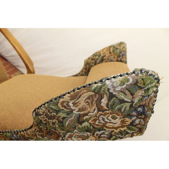 Image 1 of Fauteuil vintage en tissu avec accoudoirs en teck, Allemagne 1970