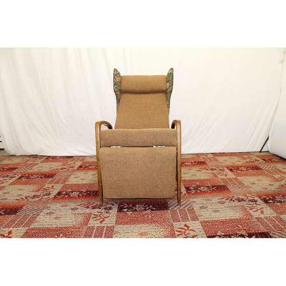 Image 1 of Fauteuil vintage en tissu avec accoudoirs en teck, Allemagne 1970