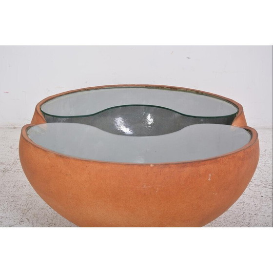 Image 1 of Table basse vintage en céramique et verre par Pierre et Fabienne Bouillon, 1999