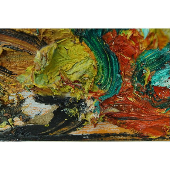 Image 1 of Peinture à l'huile abstraite scandinave vintage sur toile par Einar Persson, 1960