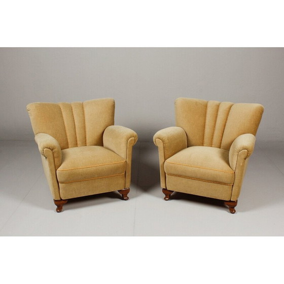 Image 1 of Paire de fauteuils en velours Art déco, années 1940