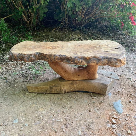 Image 1 of Table basse vintage en loupe d'orme, 1980