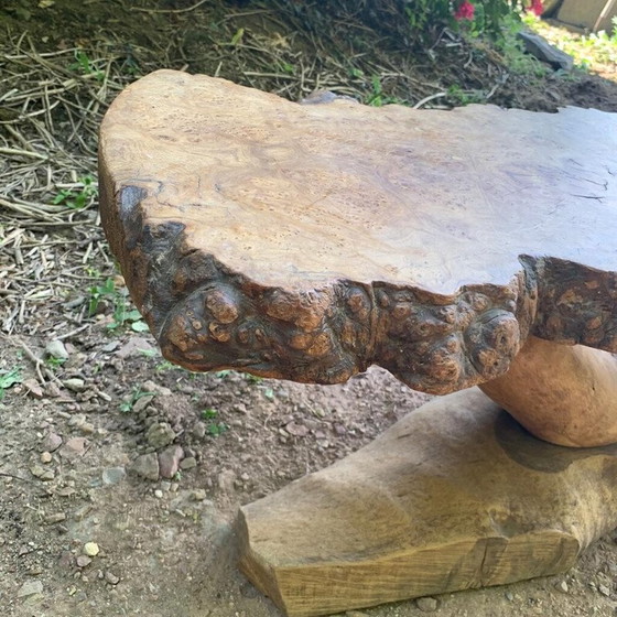 Image 1 of Table basse vintage en loupe d'orme, 1980