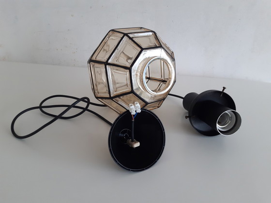 Image 1 of Glashütte Limburg - Lampe suspendue brutaliste en verre ambré