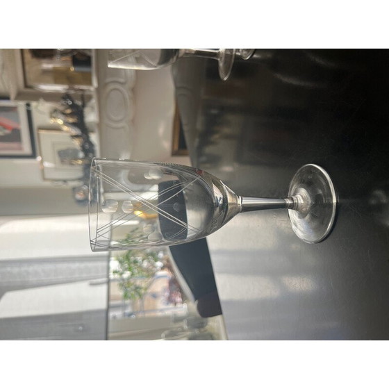 Image 1 of Ensemble de verres ciselés vintage, 1950