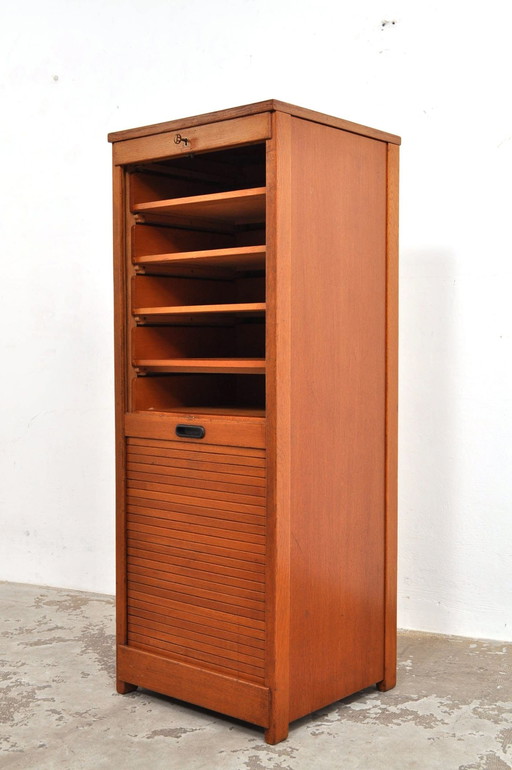 Armoire à volets roulants / classeur en chêne, années 1930