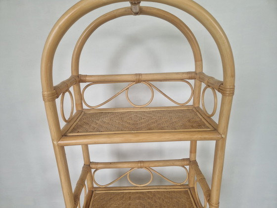 Image 1 of Etagère bohème en rotin et bambou, 1970S