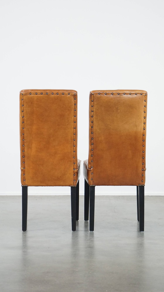 Image 1 of 4 x Chaise de salle à manger en cuir de mouton