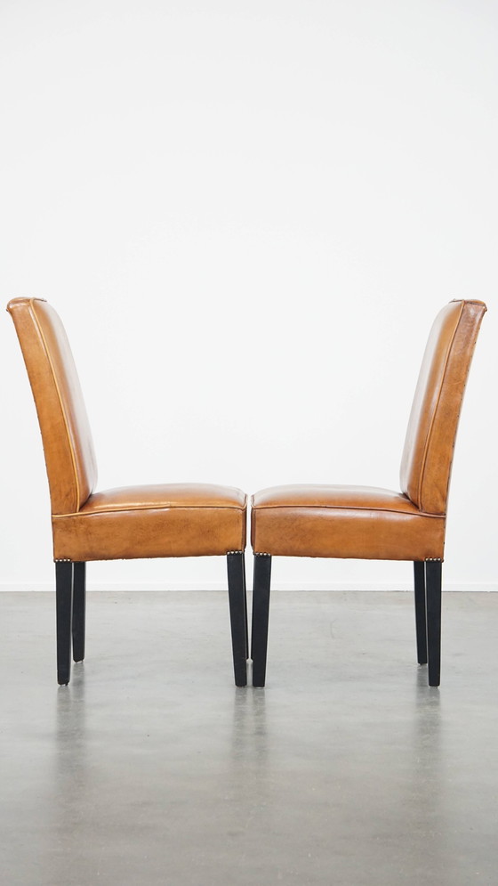 Image 1 of 4 x Chaise de salle à manger en cuir de mouton