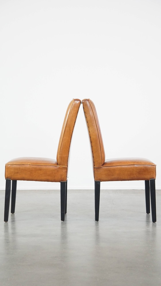 Image 1 of 4 x Chaise de salle à manger en cuir de mouton