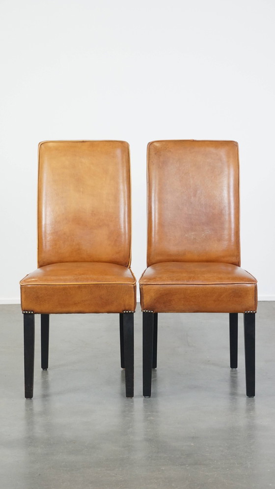 Image 1 of 4 x Chaise de salle à manger en cuir de mouton