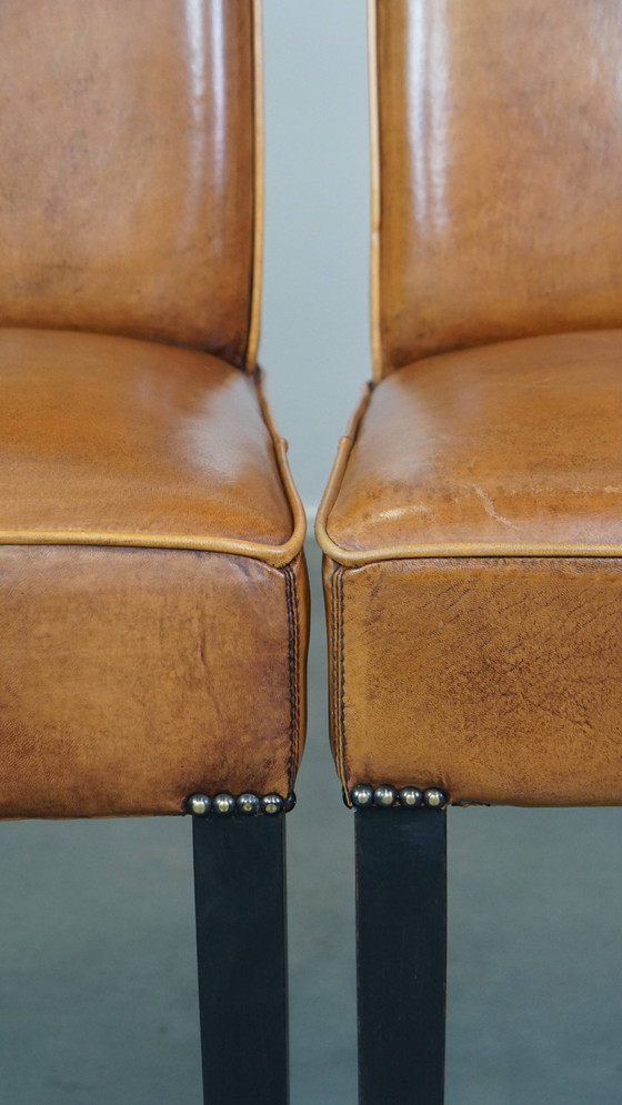 Image 1 of 4 x Chaise de salle à manger en cuir de mouton