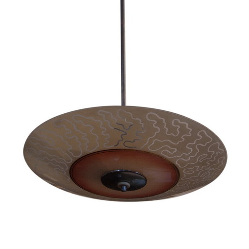 Lustre rond émaillé et peint, 1960