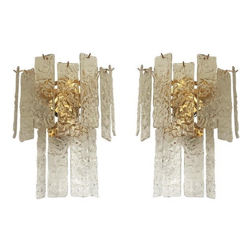 2 appliques murales en verre "Listelli" d'époque