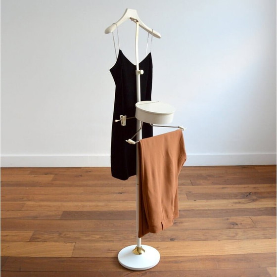 Image 1 of Valet de chambre vintage avec boîte à bijoux en bois et laiton, années 1960