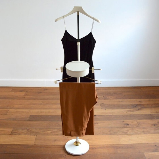 Image 1 of Valet de chambre vintage avec boîte à bijoux en bois et laiton, années 1960