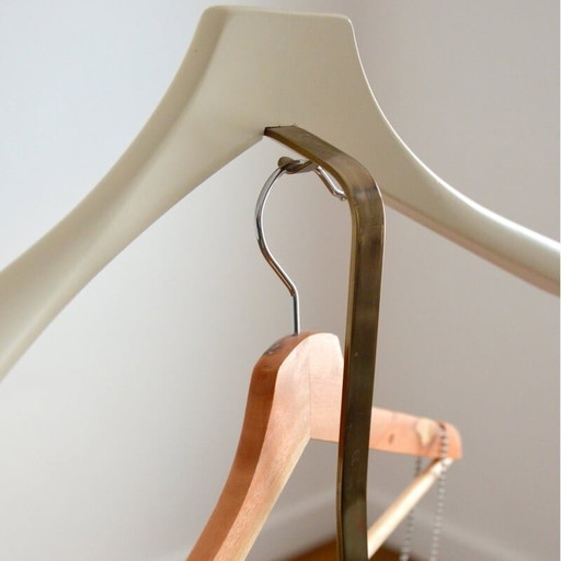 Valet de chambre vintage avec boîte à bijoux en bois et laiton, années 1960