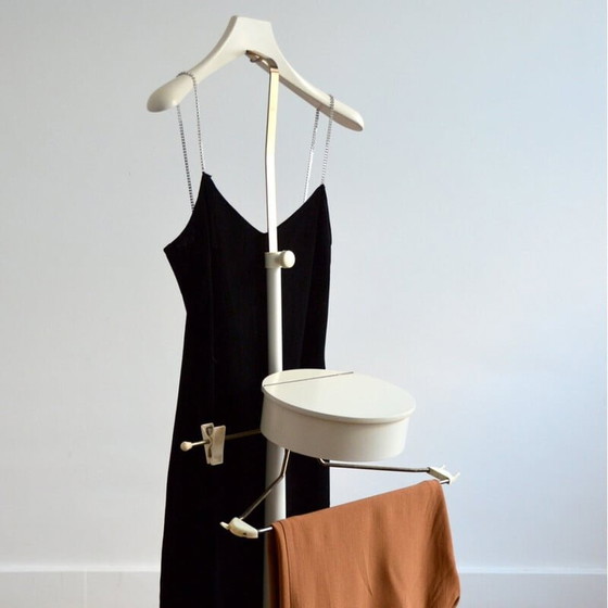 Image 1 of Valet de chambre vintage avec boîte à bijoux en bois et laiton, années 1960