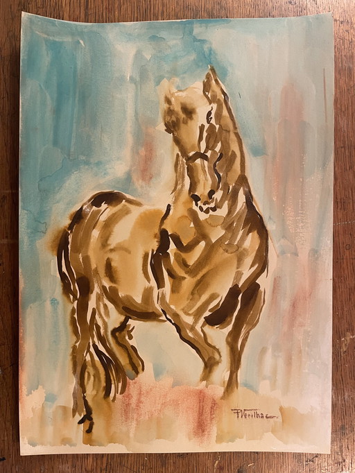 Aquarelle Cheval « Pur-sang »