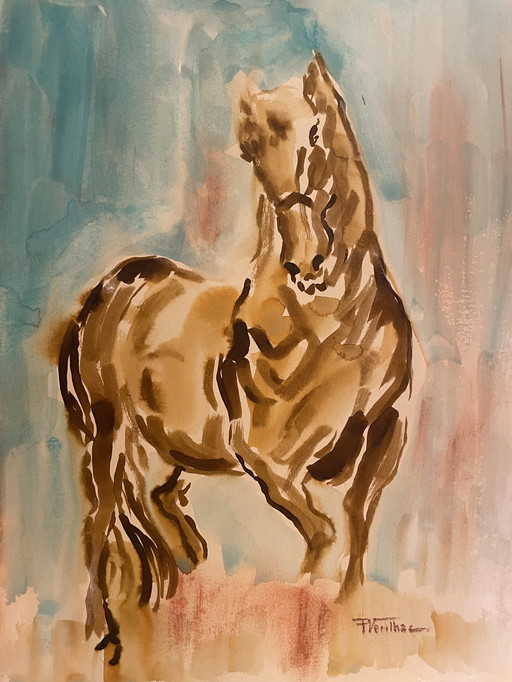 Aquarelle Cheval « Pur-sang »