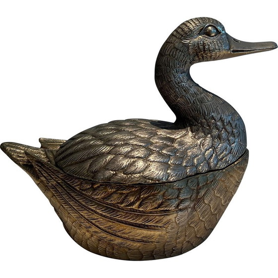 Image 1 of Seau à glace vintage en métal argenté pour canard par Mauro Manetti
