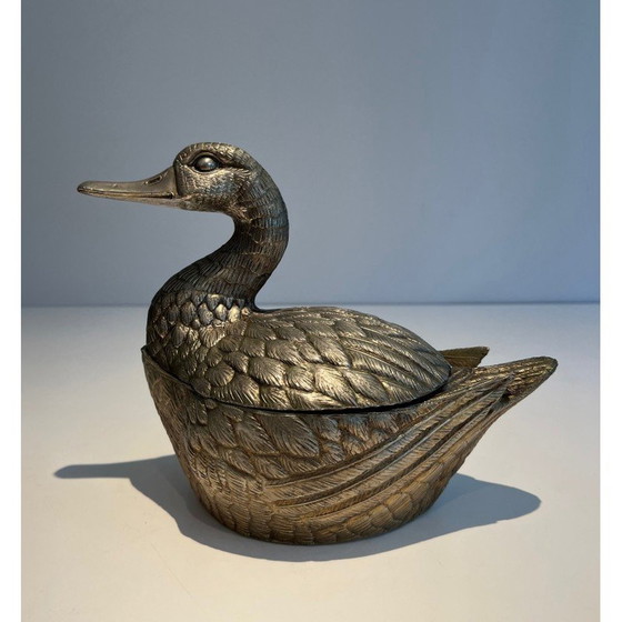 Image 1 of Seau à glace vintage en métal argenté pour canard par Mauro Manetti