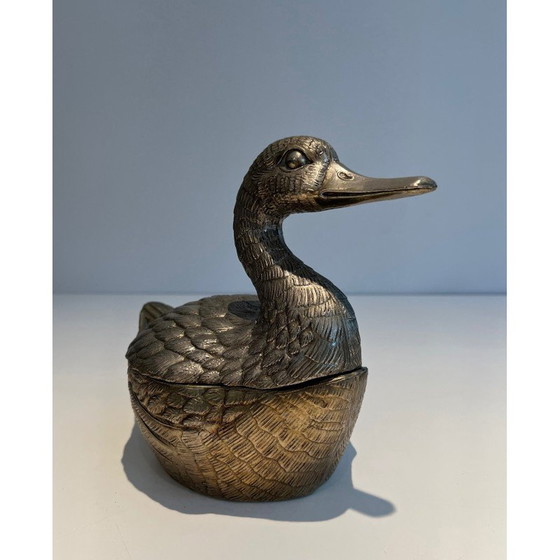 Image 1 of Seau à glace vintage en métal argenté pour canard par Mauro Manetti