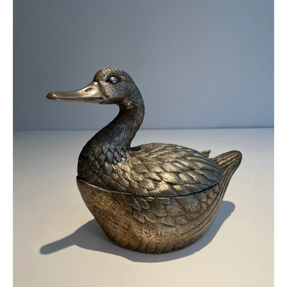 Image 1 of Seau à glace vintage en métal argenté pour canard par Mauro Manetti