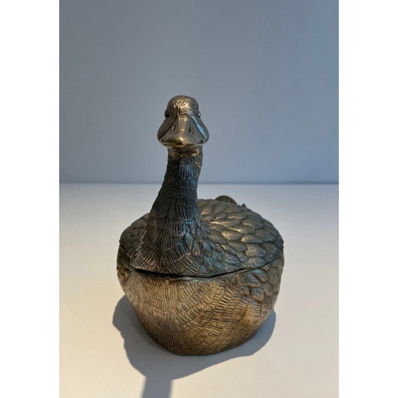 Image 1 of Seau à glace vintage en métal argenté pour canard par Mauro Manetti