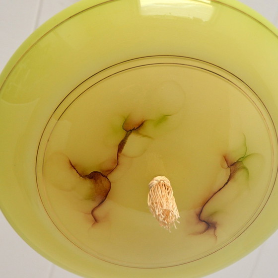 Image 1 of Suspension Vasque Opaline Jaune Art Déco Vintage