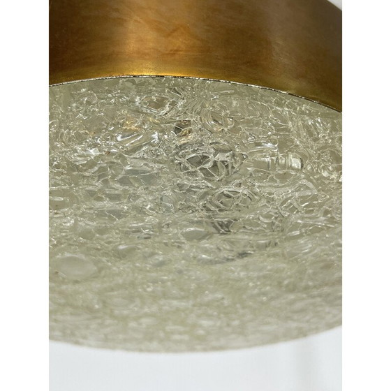 Image 1 of Lampe suspendue vintage en laiton massif et verre par Stilnovo, 1950