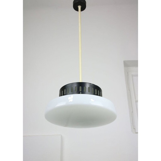 Lampe suspendue vintage en opaline, danoise