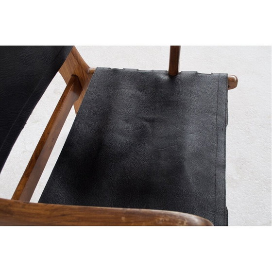 Image 1 of Paire de fauteuils vintage en teck et cuir par Angel Pazmino, USA 1960
