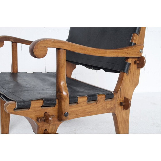 Image 1 of Paire de fauteuils vintage en teck et cuir par Angel Pazmino, USA 1960