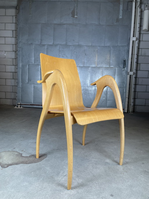 2X Fauteuils sculpturaux en contreplaqué par Malatesta et Mason