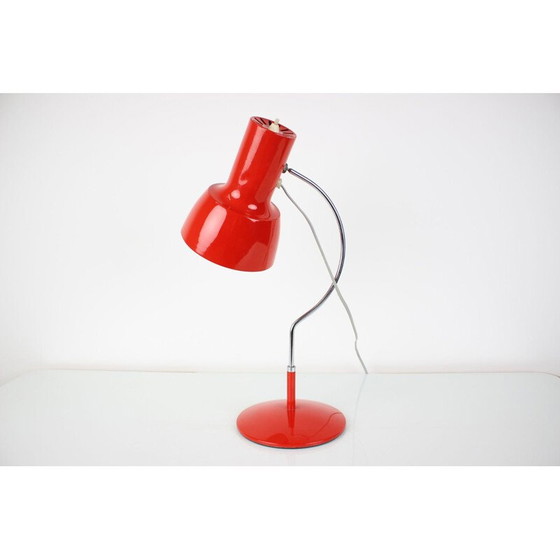Image 1 of Lampe vintage en laiton rouge et verre par Josef Hůrka pour Napako, Tchécoslovaquie 1970