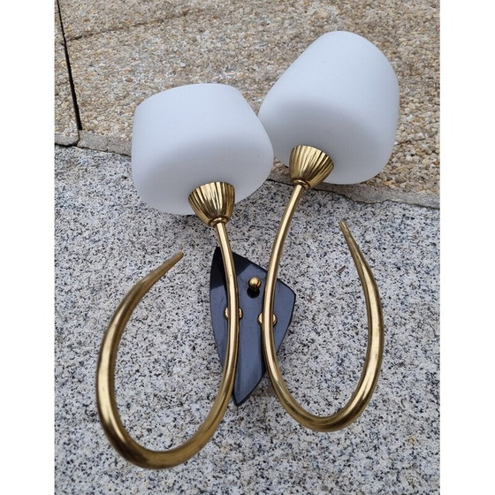 Image 1 of Lampe murale double vintage par Maison Arlus, 1950