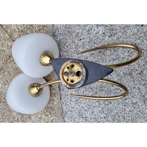 Lampe murale double vintage par Maison Arlus, 1950